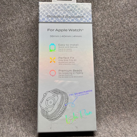 Isla Rae Beaded Bracelet for Apple Watch 38mm 40mm 41mm Gold Silver Black - Picture 3 of 4